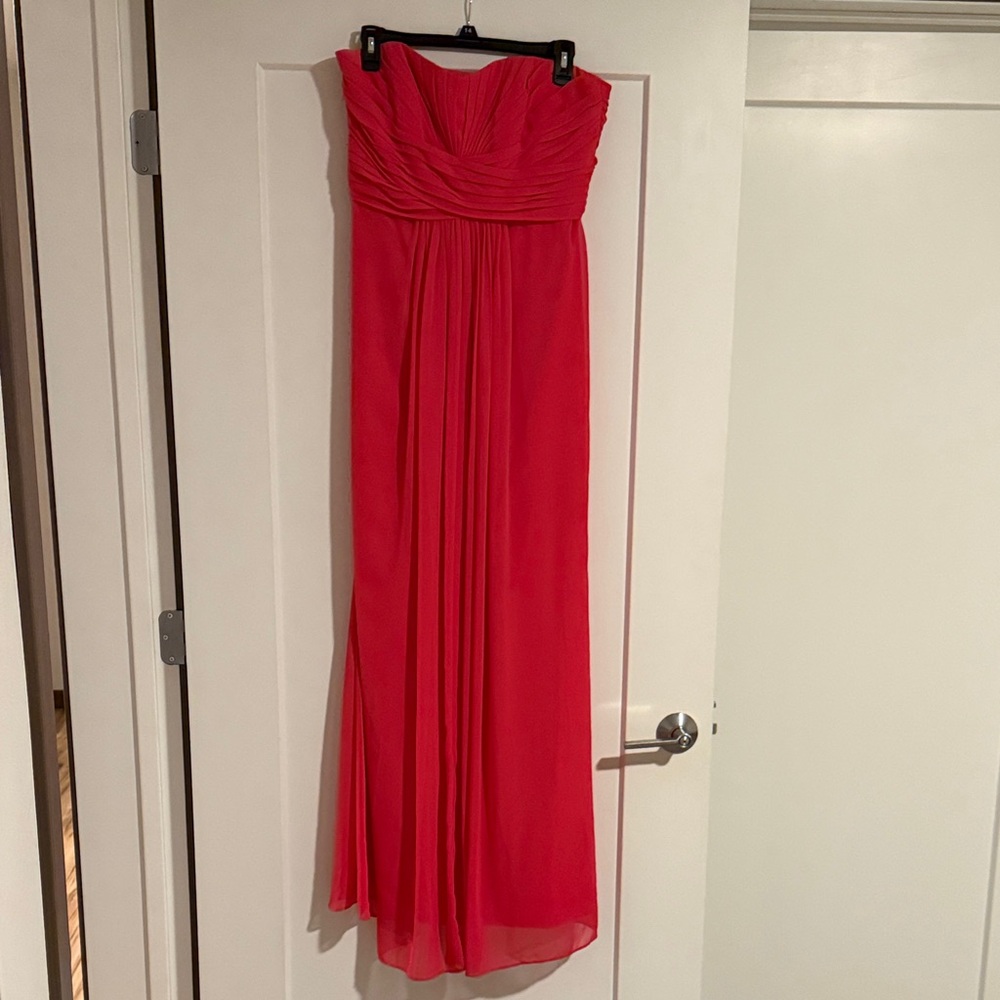 David's Bridal Bridesmaids Watermelon Strapless Dress Size 10